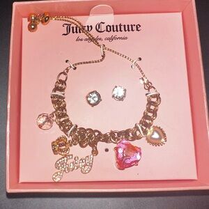 Juicy Couture charm bracelet and earrings box set